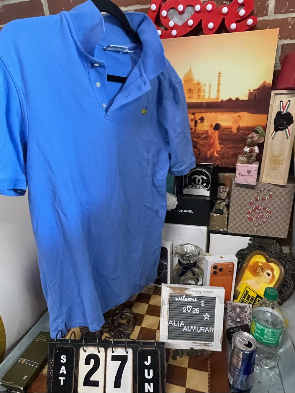 Masters Golf Polo Shirt Augusta National Logo Blue